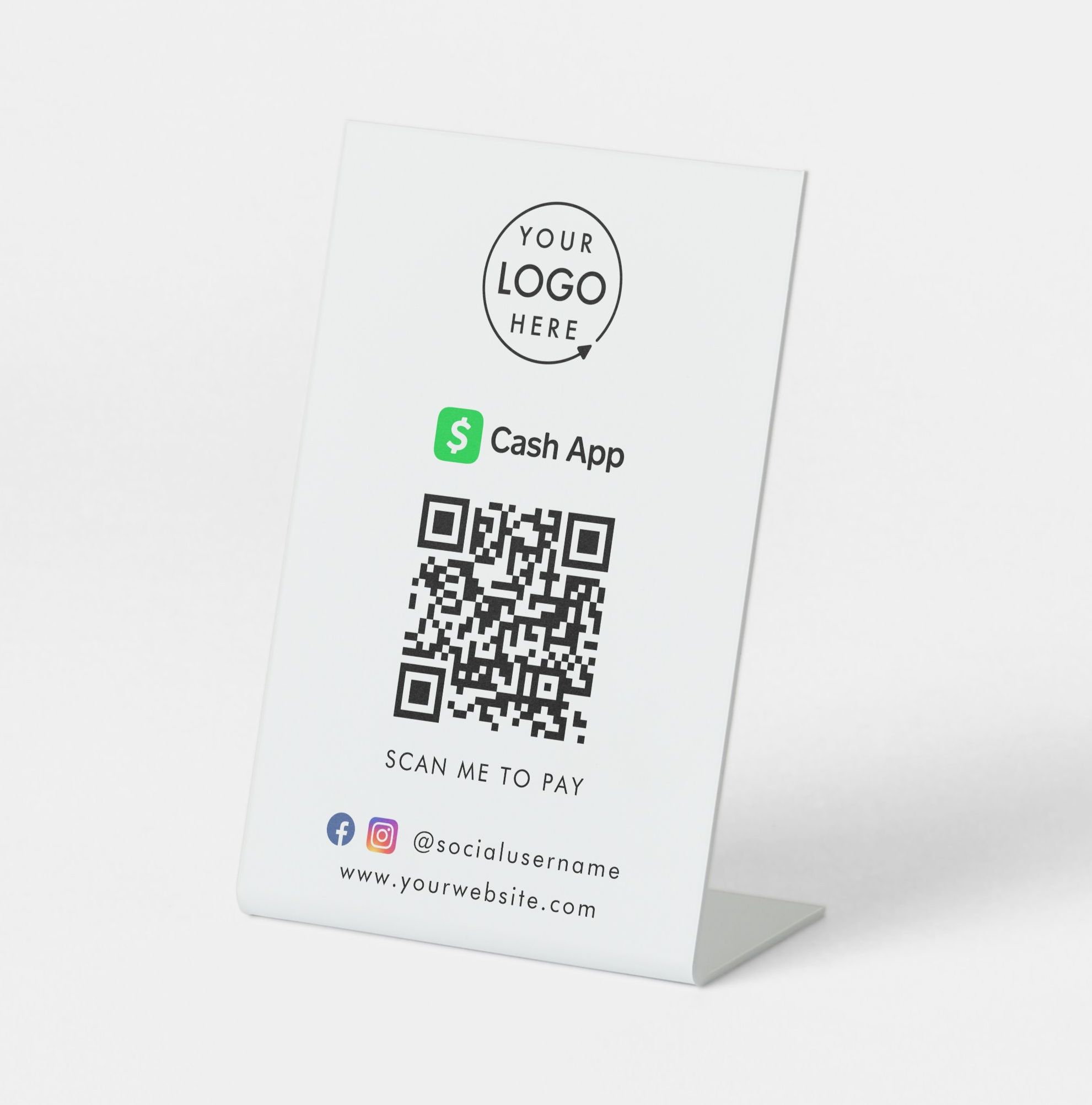 CashApp QR Code Payment | Scan to Pay Business Pedestal Sign