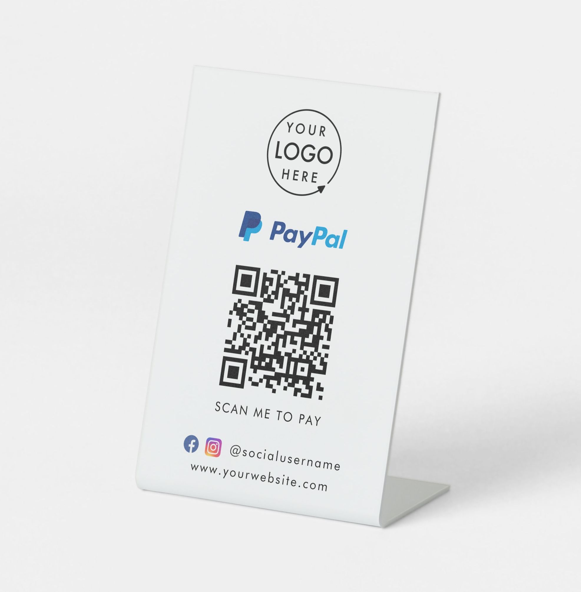 Paypal QR Code Payment | Scan to Pay Business Logo Pedestal Sign